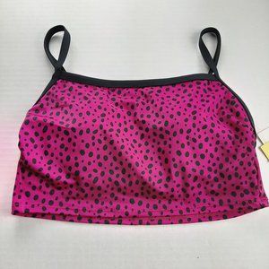 ALL IN MOTION Womens Bikini Top Size Small Pink with Black Polka Dots Swim